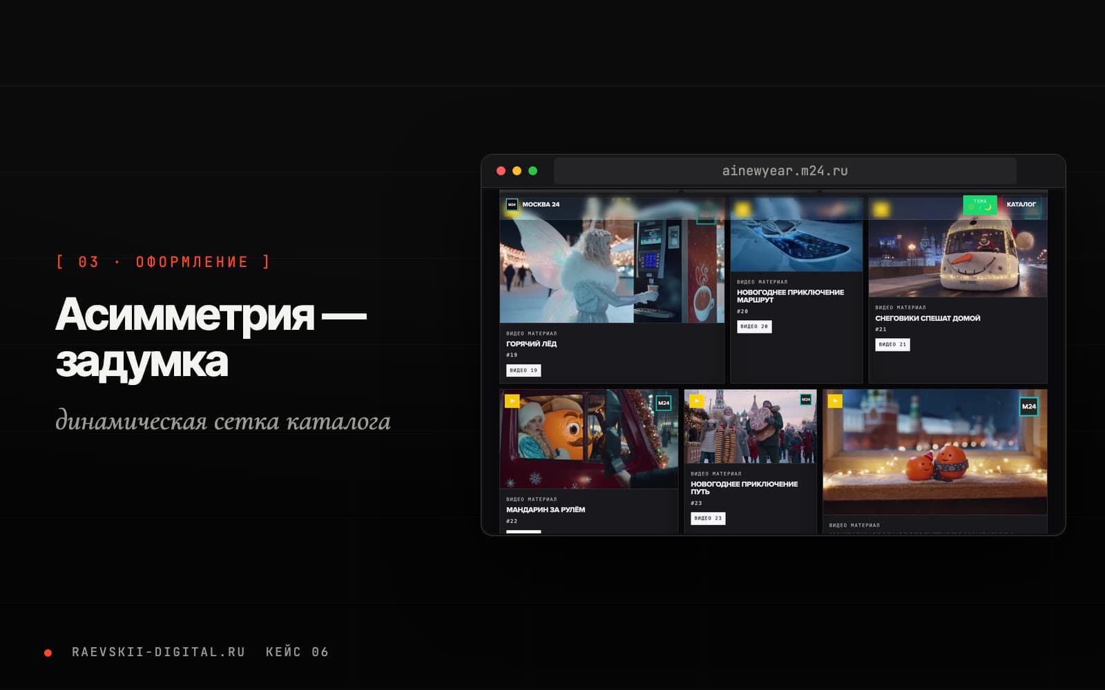 Асимметричная сетка каталога роликов Москвы 24